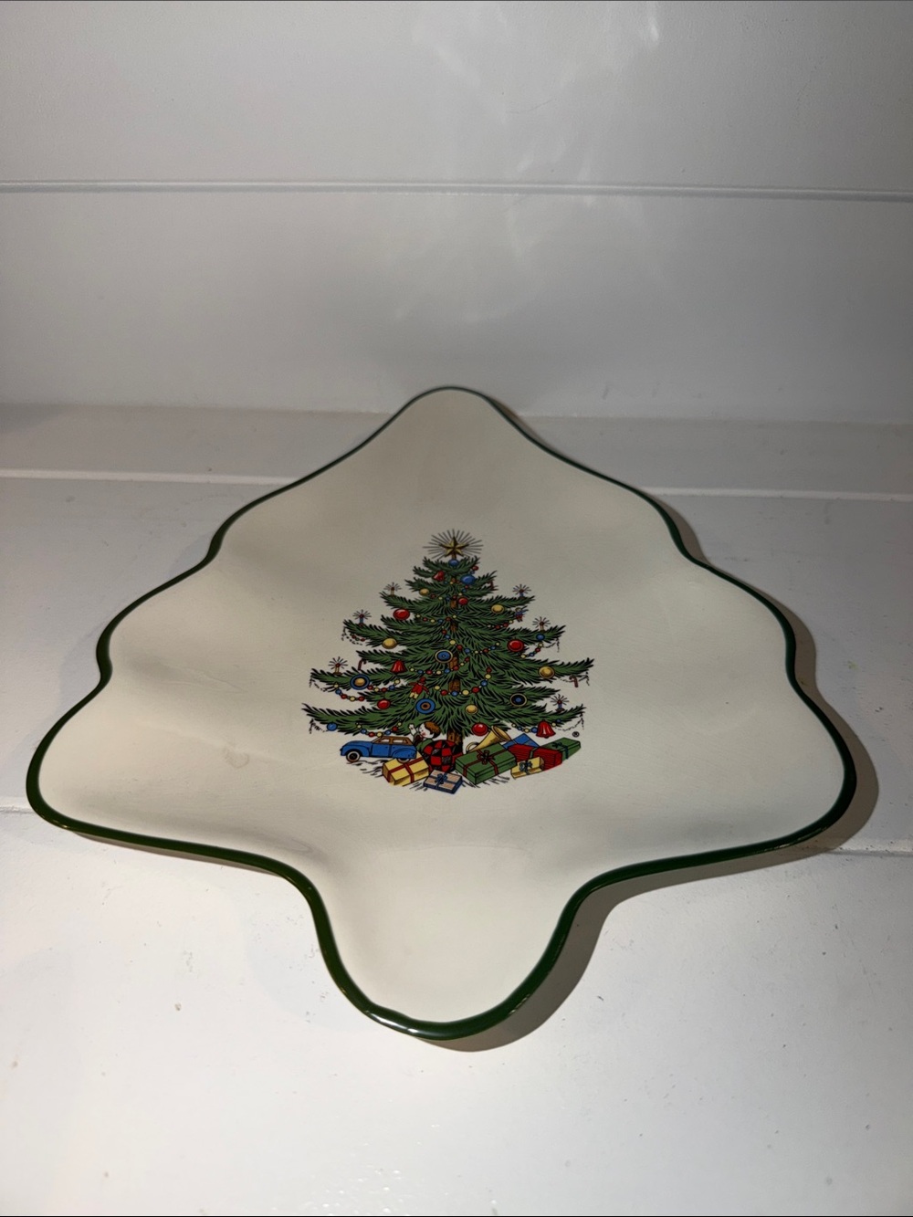 Vintage Cuthbertson Holiday Tree Decorative Serving Dish - Green Trim